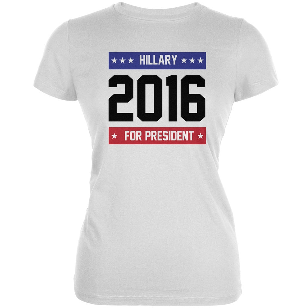 Election - Hillary for President 2016 White Juniors Soft T-Shirt Juniors T-Shirts Old Glory 2XL White 