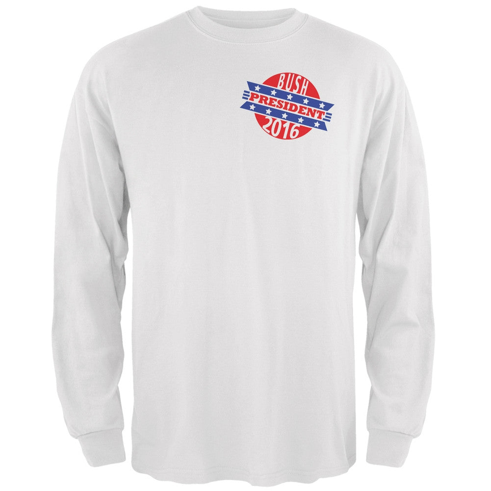 Election 2016 Bush President Retro White Adult Long Sleeve T-Shirt Men's Long Sleeves Old Glory 2XL White 