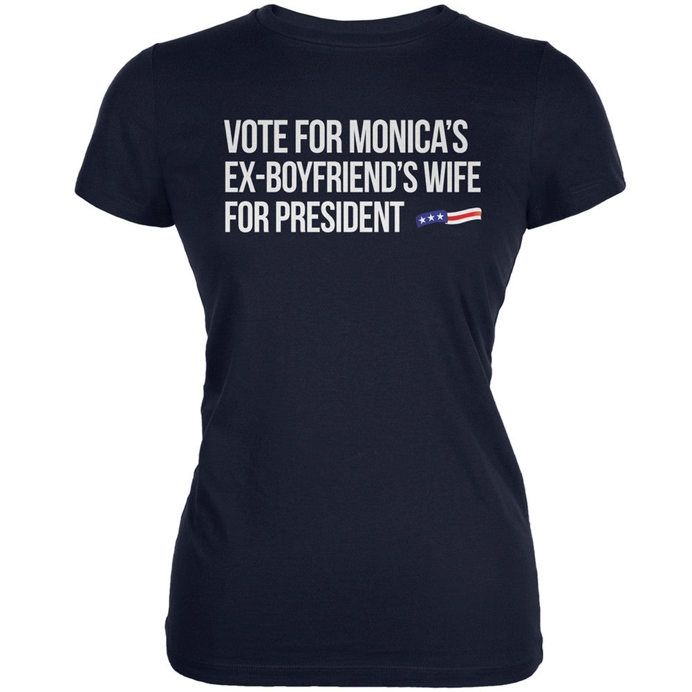 Election 2016 - Monica's Ex Boyfriend Navy Juniors Soft T-Shirt Juniors T-Shirts Old Glory 2XL Blue 