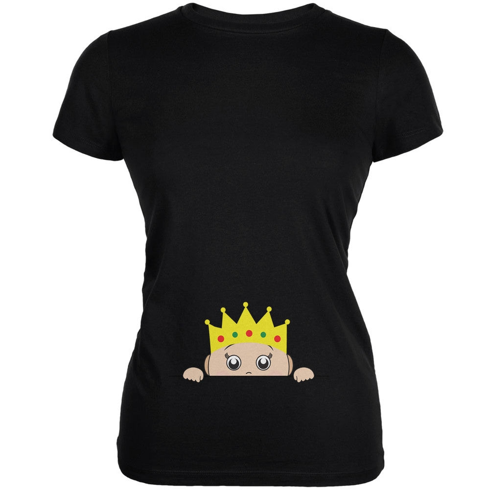 Peeking Baby My Little Prince Black Juniors Soft T-Shirt Juniors T-Shirts Old Glory 2XL Black 