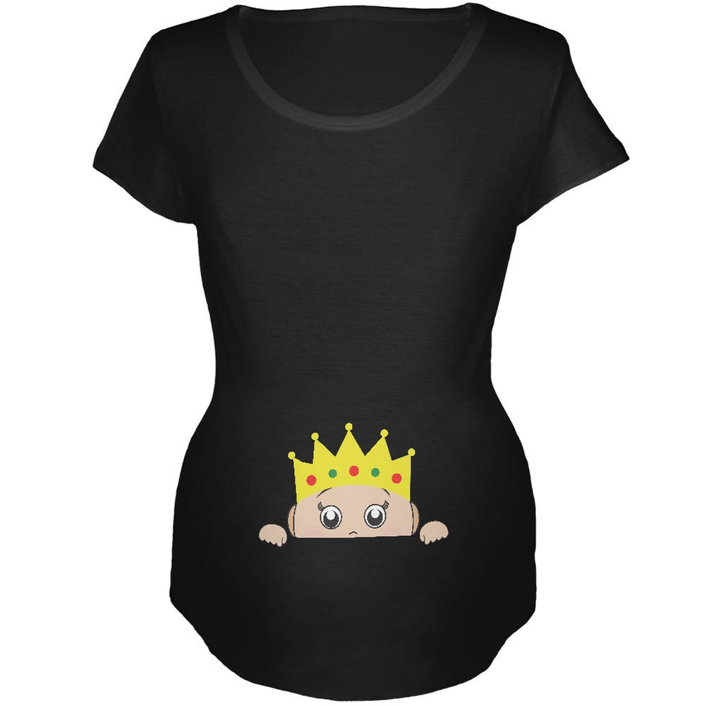 Peeking Baby My Little Prince Black Maternity Soft T-Shirt Maternity T-Shirts Old Glory 2XL Black 