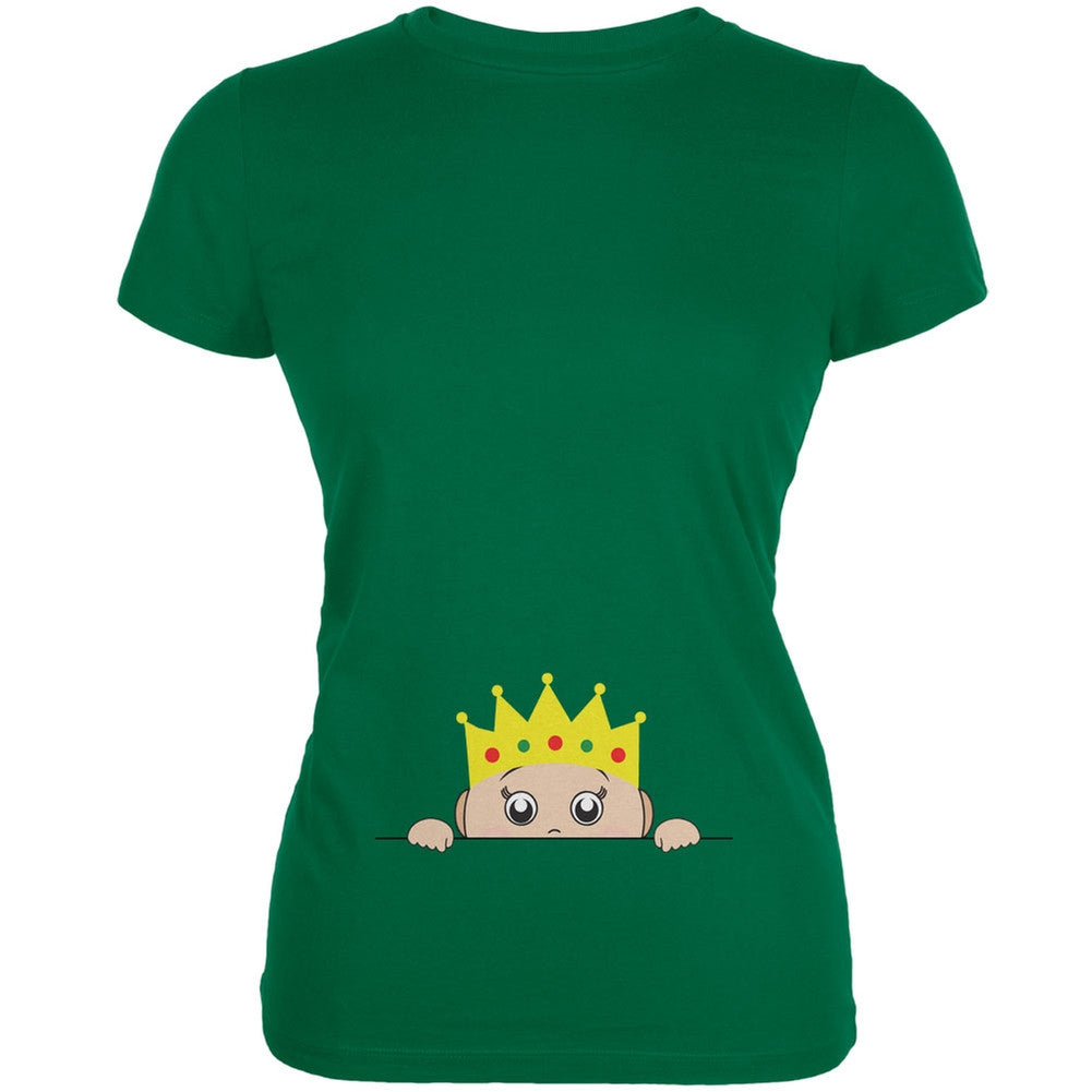 Peeking Baby My Little Prince Kelly Green Juniors Soft T-Shirt Juniors T-Shirts Old Glory 2XL Green 