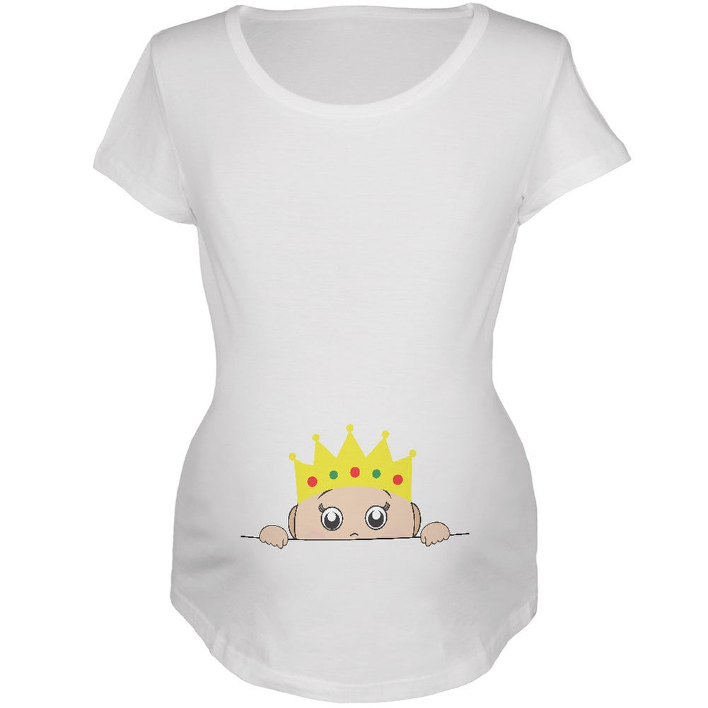 Peeking Baby My Little Prince White Maternity Soft T-Shirt Maternity T-Shirts Old Glory 2XL White 