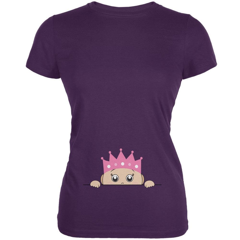 Peeking Baby My Little Princess Purple Juniors Soft T-Shirt Juniors T-Shirts Old Glory 2XL Purple 