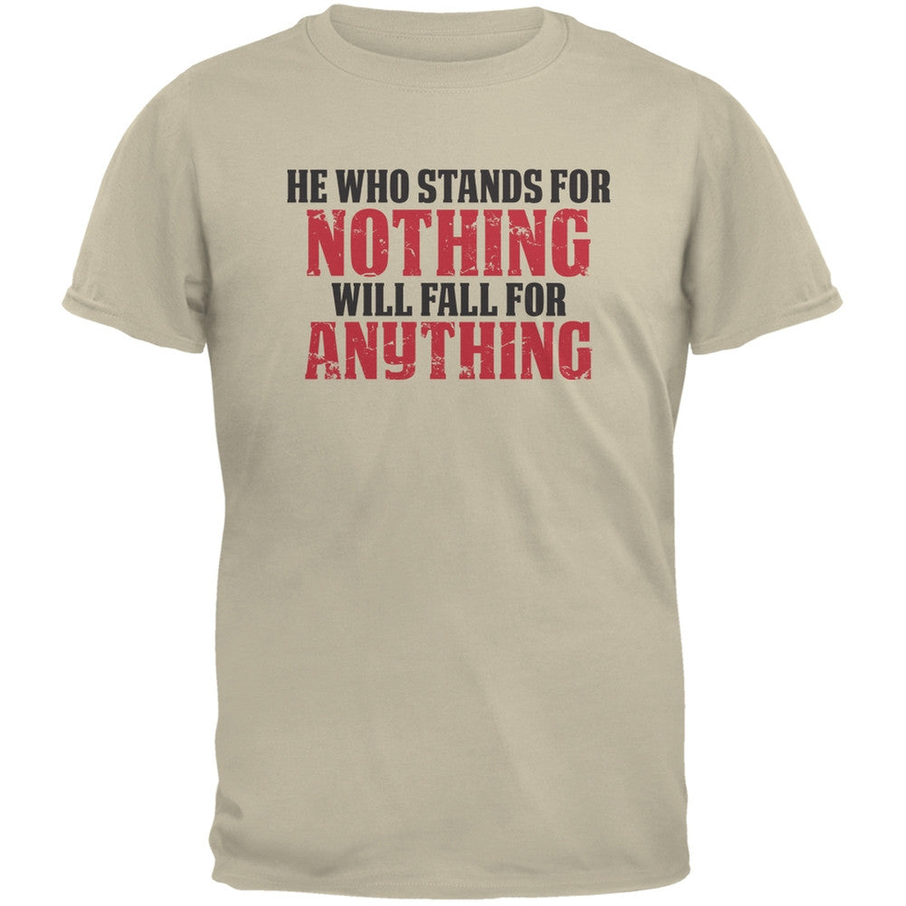 He Who Stands For Nothing Sand Adult T-Shirt Men's T-Shirts Old Glory 2XL Beige 