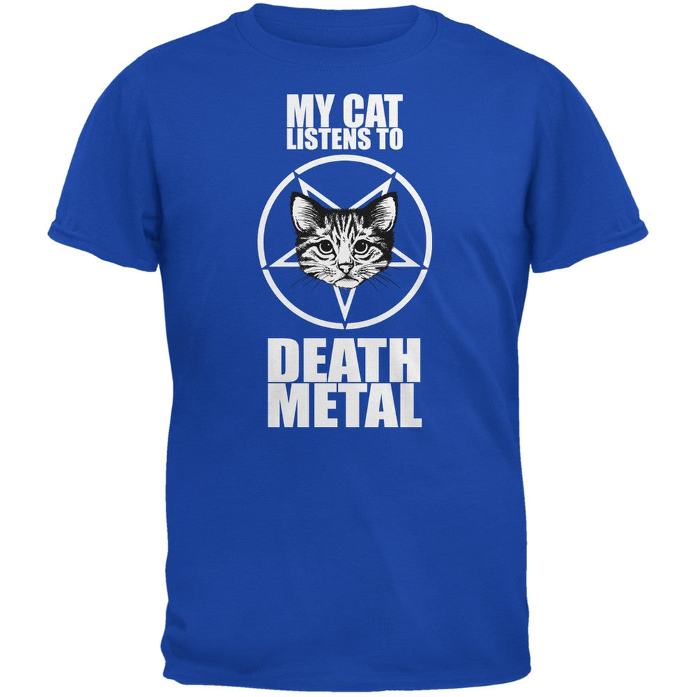 My Cat Listens To Metal Royal Adult T-Shirt Men's T-Shirts Old Glory 2XL Blue 