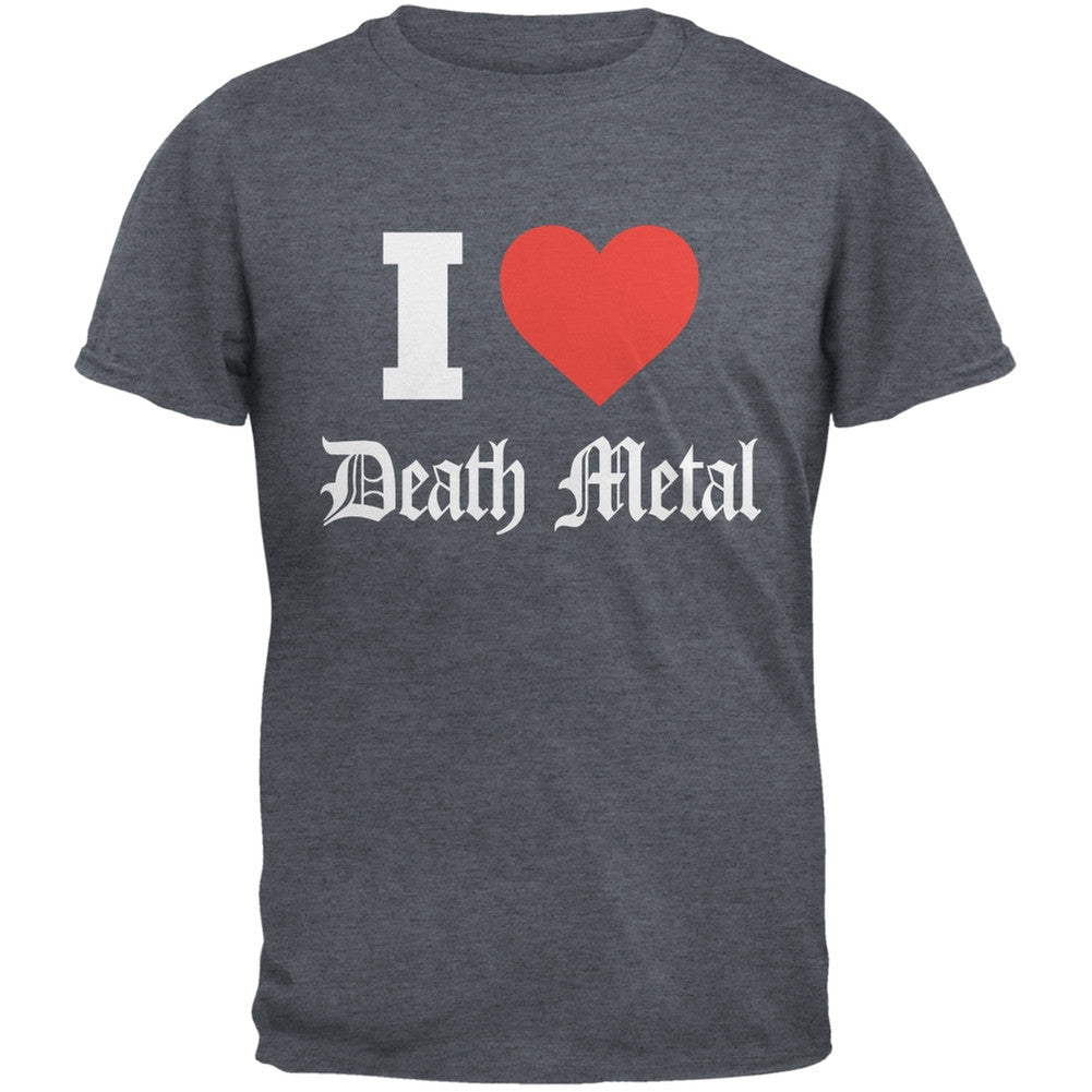 I Heart Death Metal Dark Heather Adult T-Shirt Men's T-Shirts Old Glory 2XL Grey 