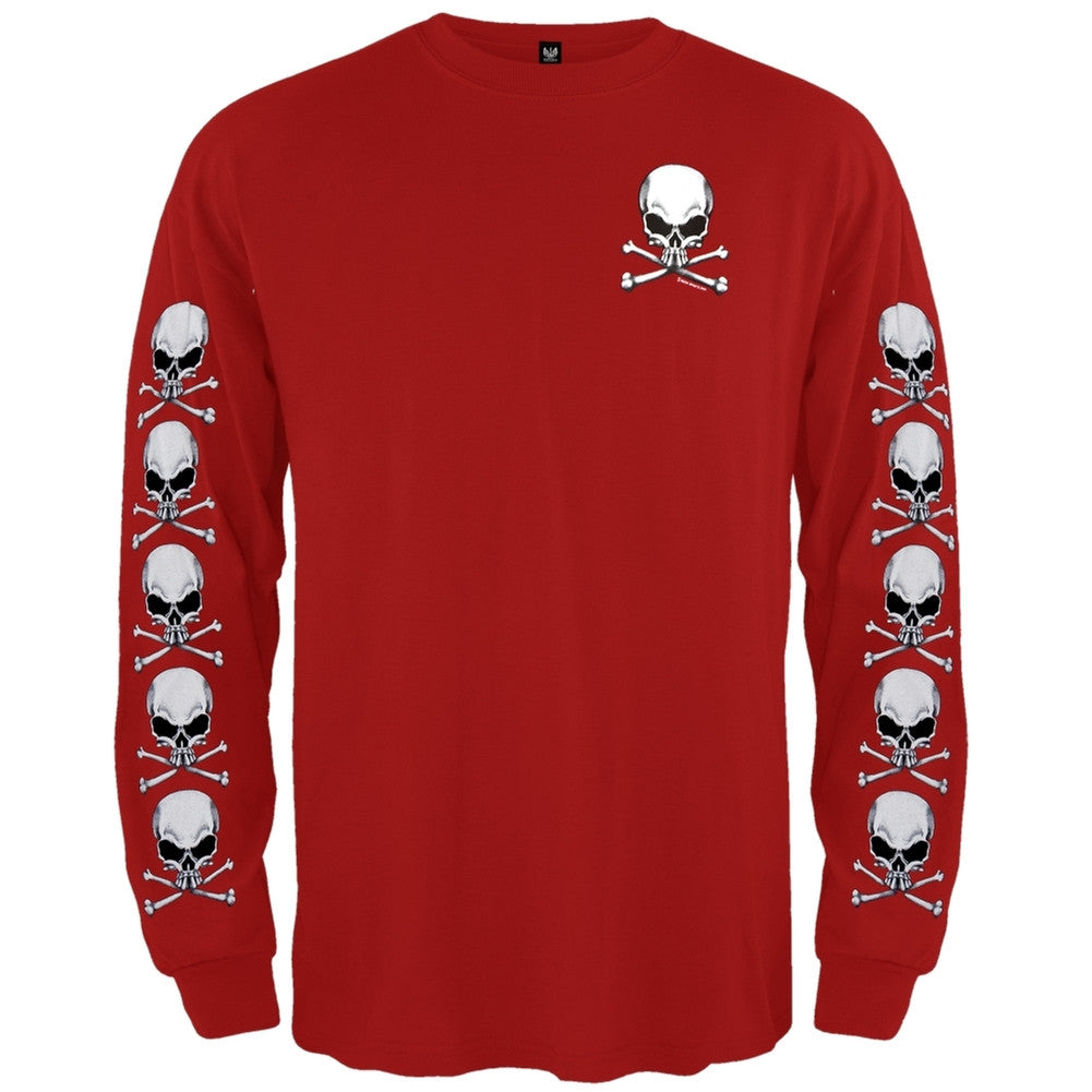 Skull & Crossbones Red Long Sleeve T-Shirt Men's Long Sleeves Old Glory   