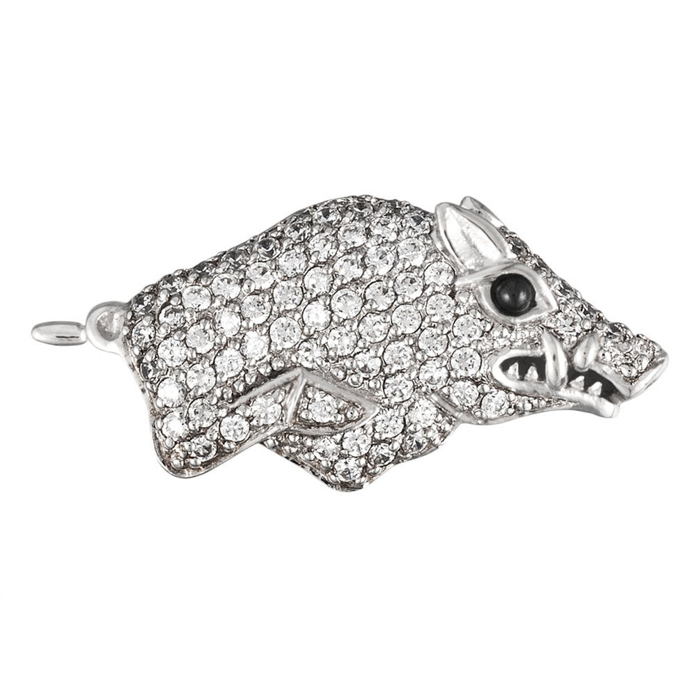 Silver Razorback Zirconia Studded Razorback Boar Sterling Silver Tie Tag – Old Glory
