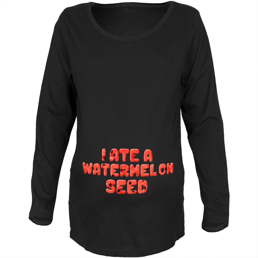 Watermelon Seed Black Maternity Soft Long Sleeve T-Shirt Maternity T-Shirts Old Glory 2XL Black 