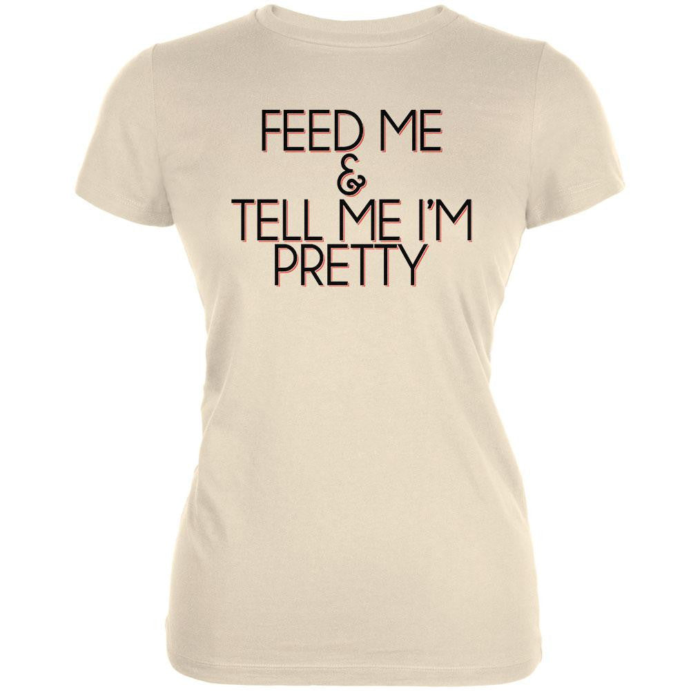 Tell Me Im Pretty Cream Juniors Soft T-Shirt Juniors T-Shirts Old Glory 2XL Off-White 