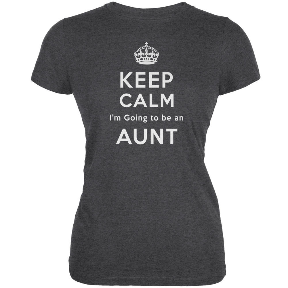 Keep Calm Going to be Aunt Dark Heather Juniors Soft T-Shirt Juniors T-Shirts Old Glory 2XL Grey 