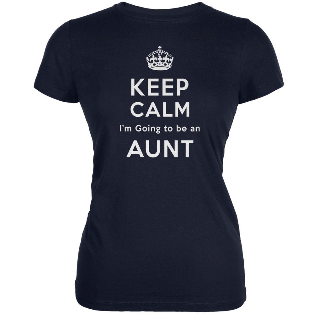 Keep Calm Going to be Aunt Navy Juniors Soft T-Shirt Juniors T-Shirts Old Glory 2XL Blue 