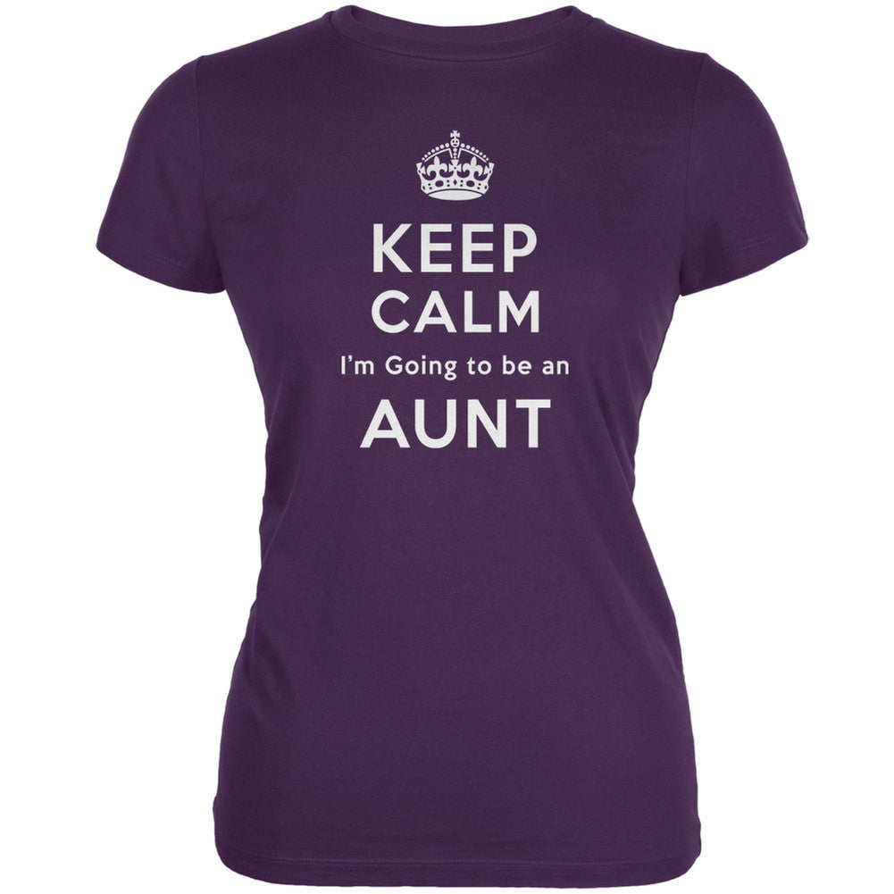 Keep Calm Going to be Aunt Purple Juniors Soft T-Shirt Juniors T-Shirts Old Glory 2XL Purple 