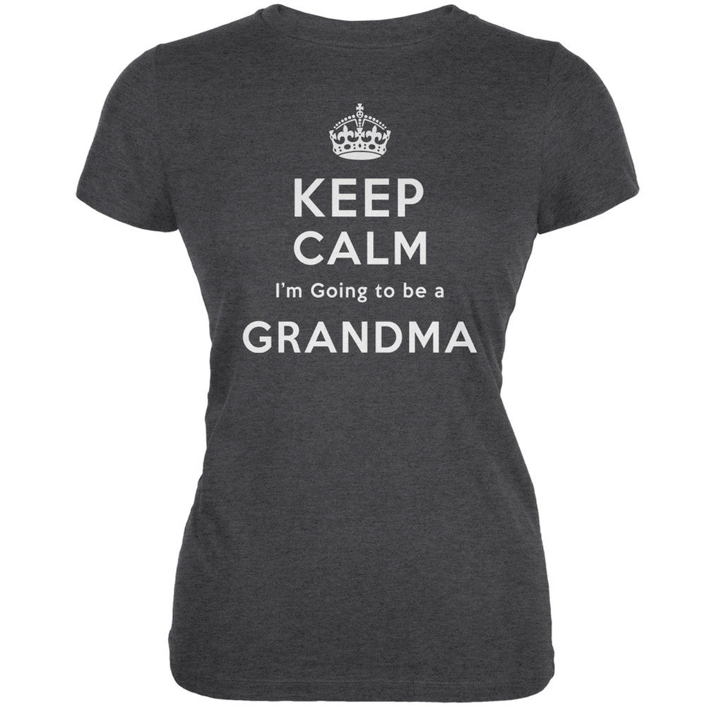 Keep Calm Going to be Grandma Dark Heather Juniors Soft T-Shirt Juniors T-Shirts Old Glory 2XL Grey 