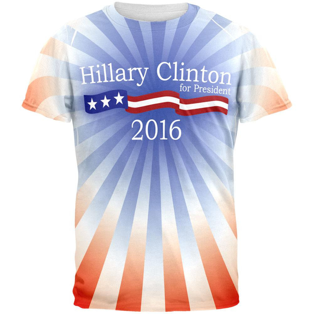 Election Hillary Clinton President 2016 All Over Adult T-Shirt Men's T-Shirts Old Glory 2XL Multi 