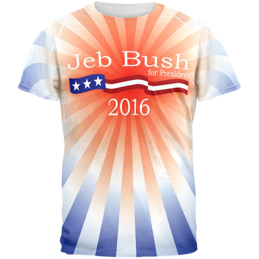 Election Jeb Bush President 2016 All Over Adult T-Shirt Men's T-Shirts Old Glory 2XL Multi 