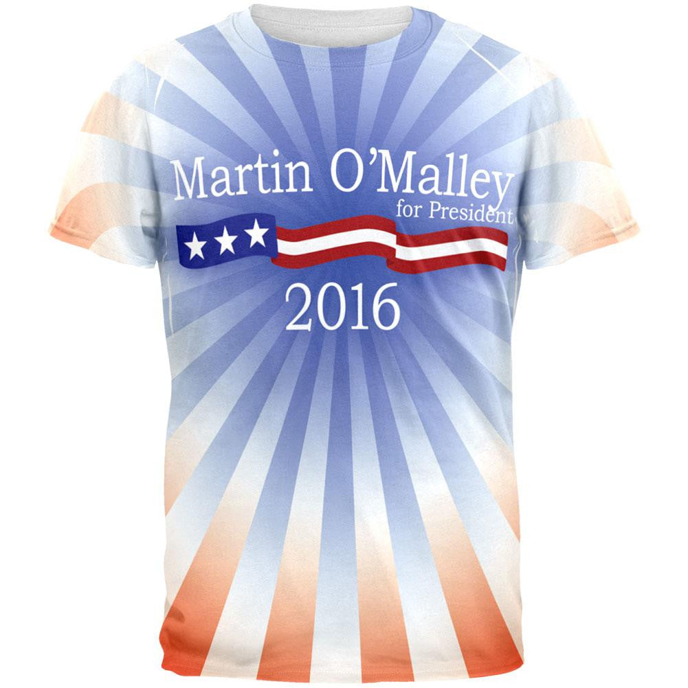 Election Martin O'Malley President 2016 All Over Adult T-Shirt Men's T-Shirts Old Glory 2XL Multi 