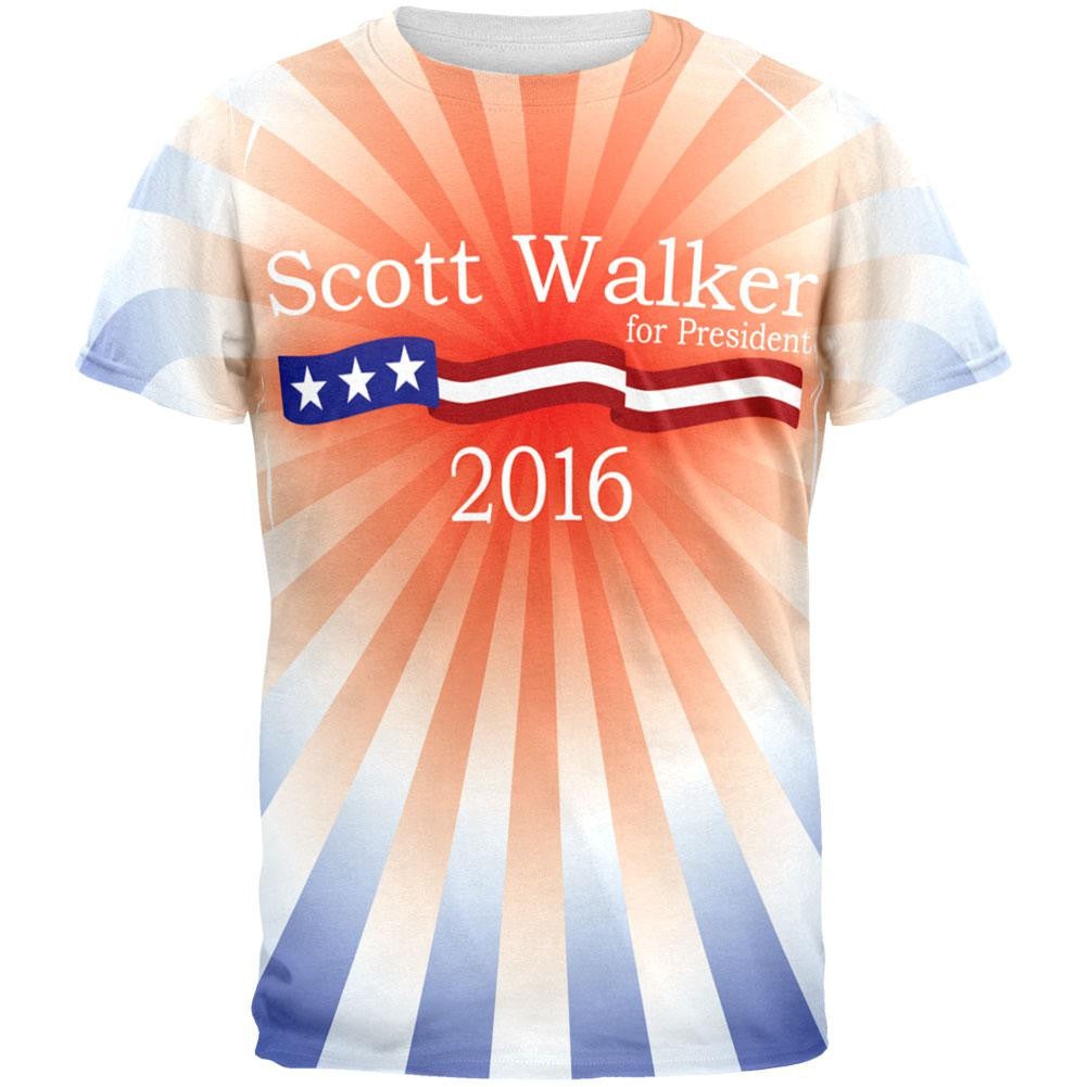 Election Scott Walker President 2016 All Over Adult T-Shirt Men's T-Shirts Old Glory 2XL Multi 