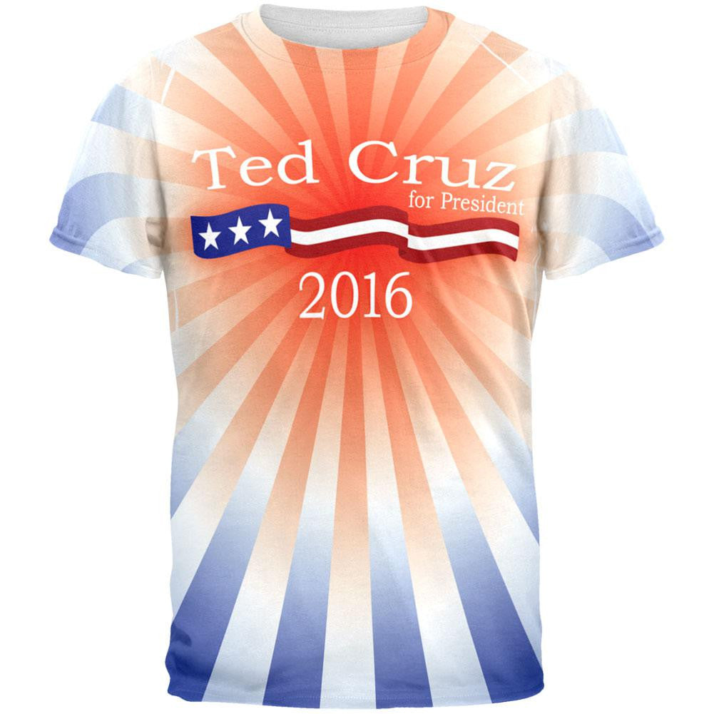 Election Ted Cruz President 2016 All Over Adult T-Shirt Men's T-Shirts Old Glory 2XL Multi 