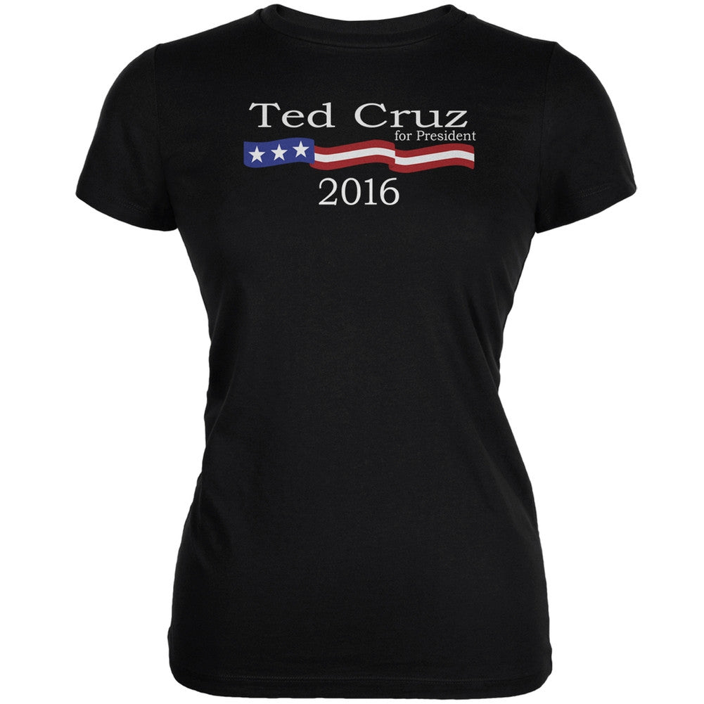 Election 2016 Ted Cruz Logo Black Juniors Soft T-Shirt Juniors T-Shirts Old Glory 2XL Black 