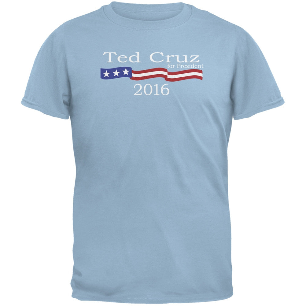 Election 2016 Ted Cruz Logo Light Blue Adult T-Shirt Men's T-Shirts Old Glory 2XL Blue 