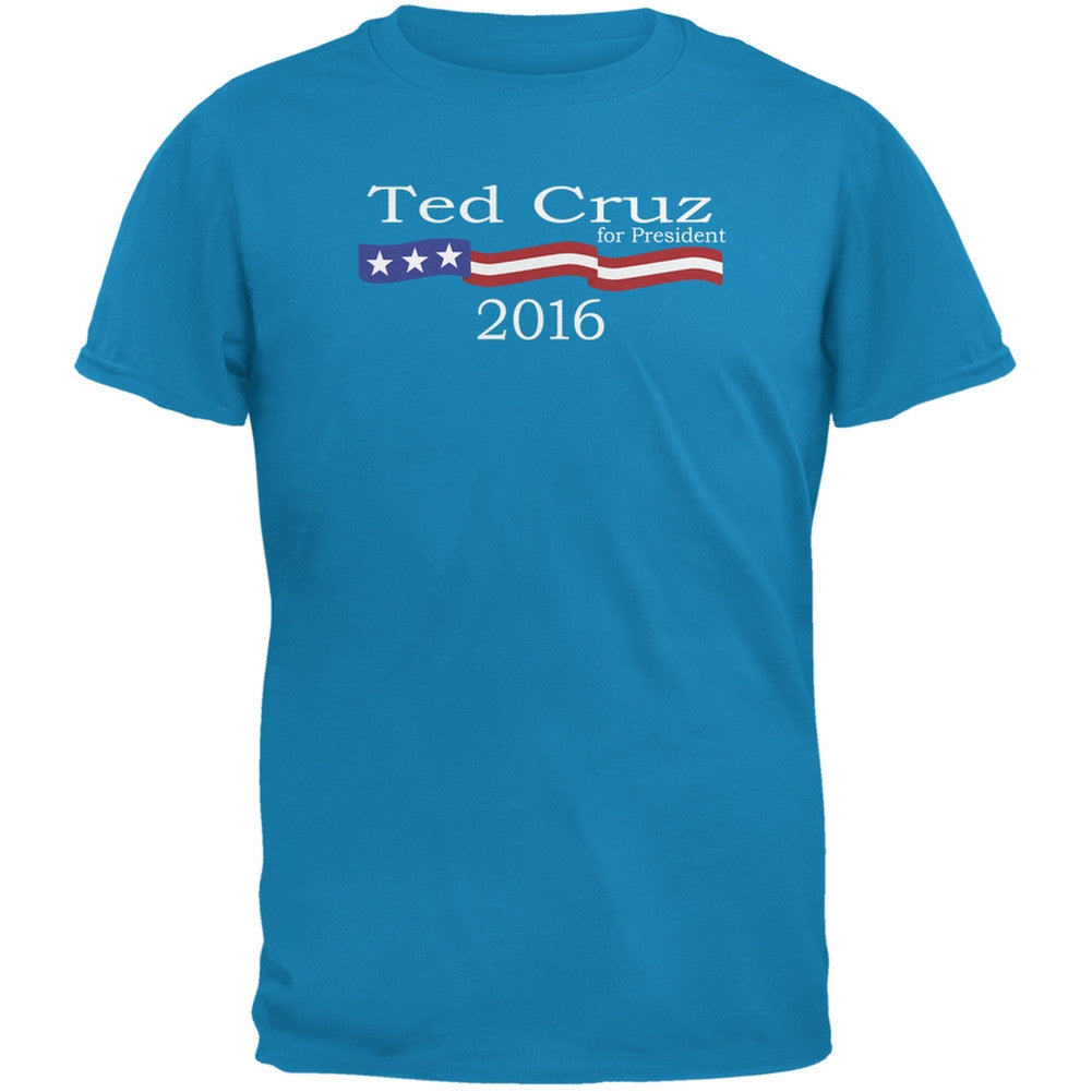 Election 2016 Ted Cruz Logo Sapphire Blue Adult T-Shirt Men's T-Shirts Old Glory 2XL Blue 