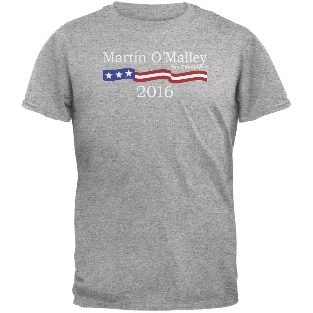 Election 2016 Martin O'Malley Logo Heather Grey Adult T-Shirt Men's T-Shirts Old Glory 2XL Grey 