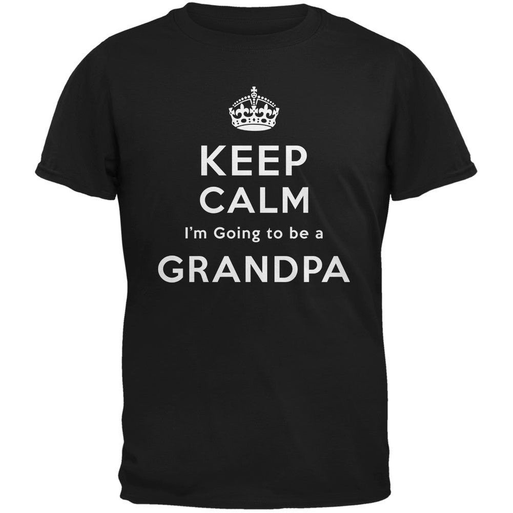 Keep Calm Going to be Grandpa Black Adult T-Shirt Men's T-Shirts Old Glory 2XL Black 