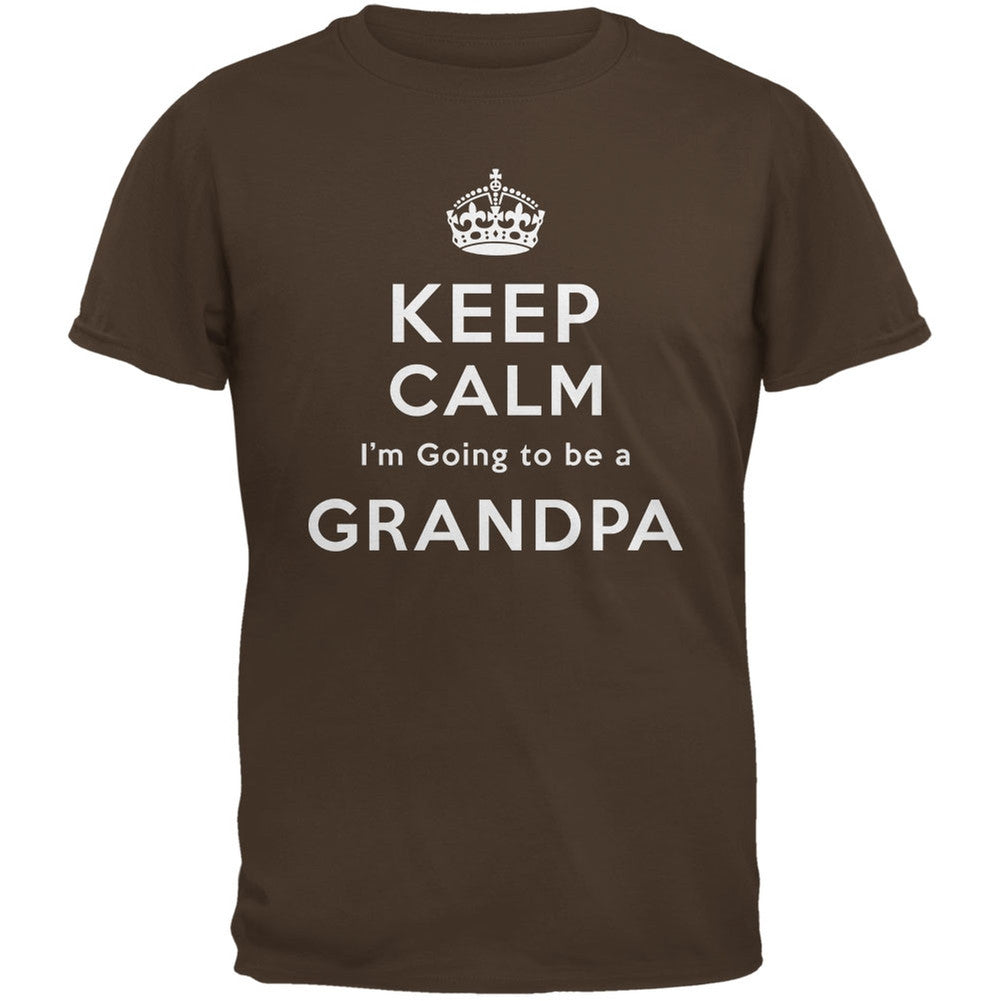 Keep Calm Going to be Grandpa Brown Adult T-Shirt Men's T-Shirts Old Glory 2XL Brown 