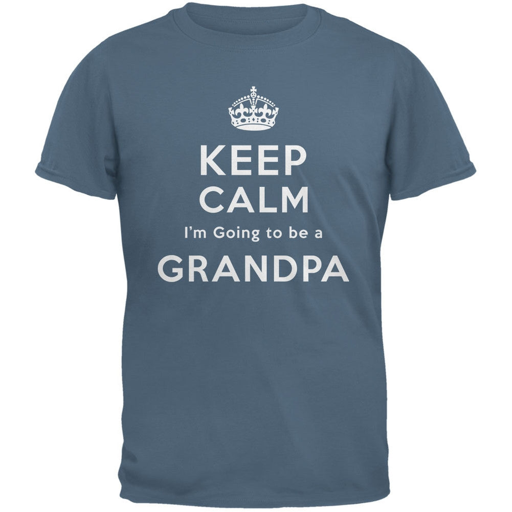 Keep Calm Going to be Grandpa Indigo Blue Adult T-Shirt Men's T-Shirts Old Glory 2XL Blue 