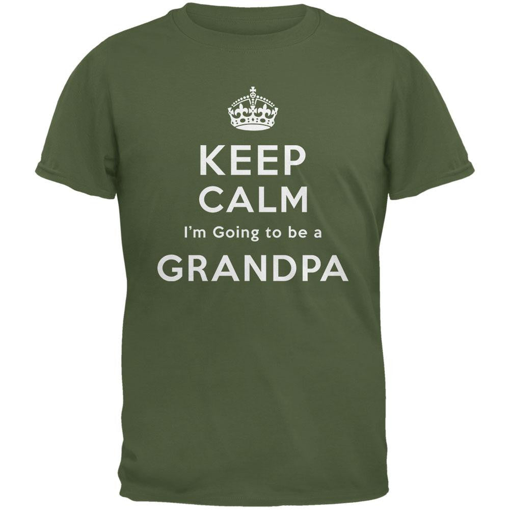 Keep Calm Going to be Grandpa Military Green Adult T-Shirt Men's T-Shirts Old Glory 2XL Green 