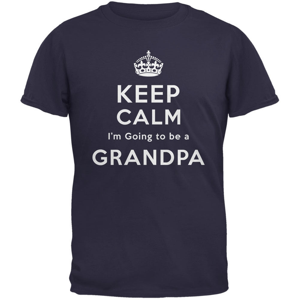 Keep Calm Going to be Grandpa Navy Adult T-Shirt Men's T-Shirts Old Glory 2XL Blue 