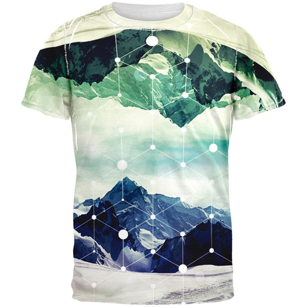 Geometric Mountains All Over Adult T-Shirt Men's T-Shirts Old Glory 2XL Multi 
