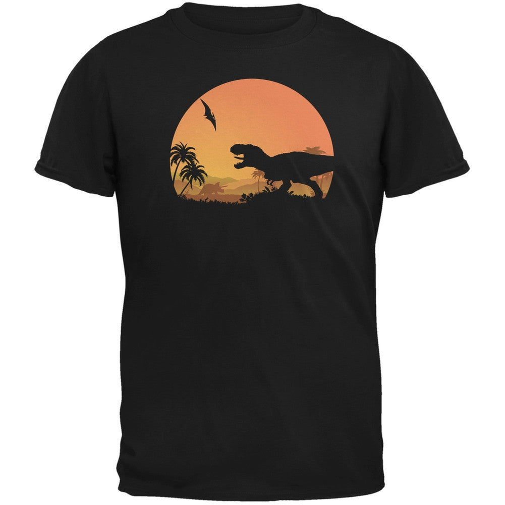 Jurassic Scape Black Adult T-Shirt Men's T-Shirts Old Glory 2XL Black 