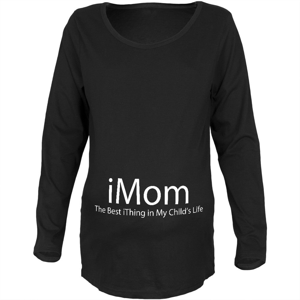 Mother's Day - iMom funny Geek Black Maternity Soft Long Sleeve T-Shirt Maternity T-Shirts Old Glory 2XL Black 