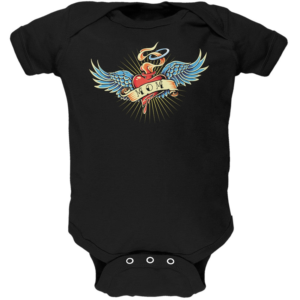 Mother's Day - I Love My Tattoo Mom Black Soft Baby One Piece Baby One Piece Old Glory 0-3M Black 