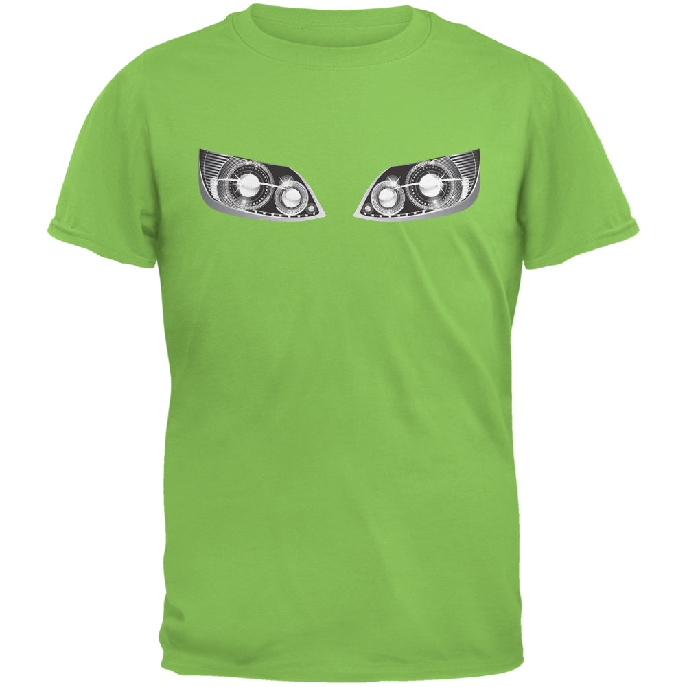 Sports Car Headlights Funny Lime Green Adult T-Shirt Men's T-Shirts Old Glory 2XL Green 