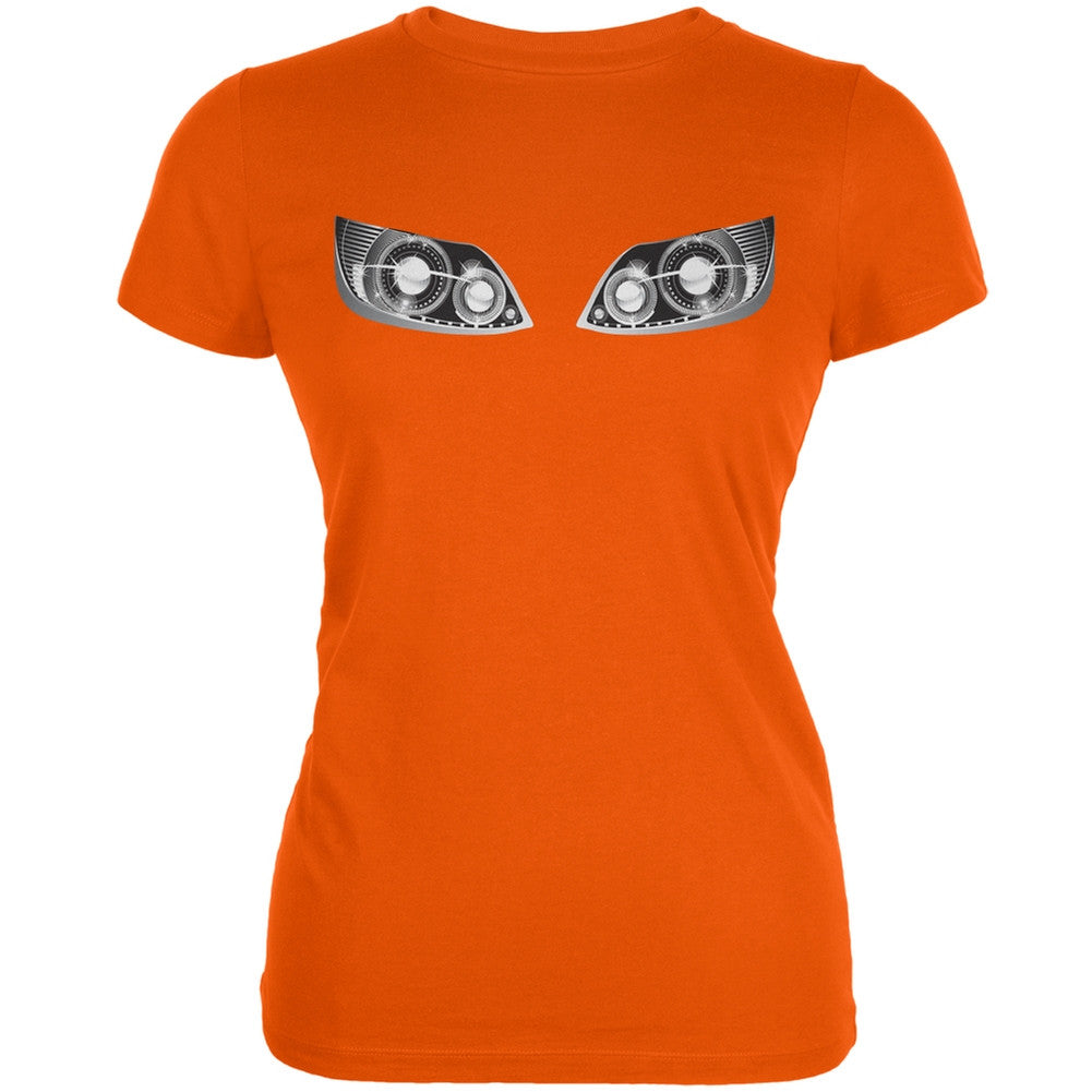 Sports Car Headlights Funny Orange Juniors Soft T-Shirt Juniors T-Shirts Old Glory 2XL Orange 