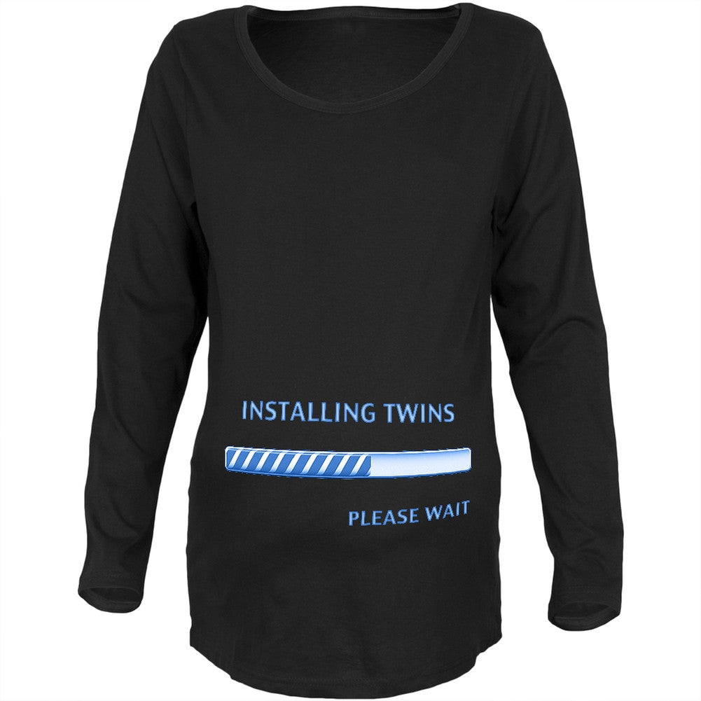 Installing Twin Boys Funny Black Maternity Soft Long Sleeve T-Shirt Maternity T-Shirts Old Glory 2XL Black 