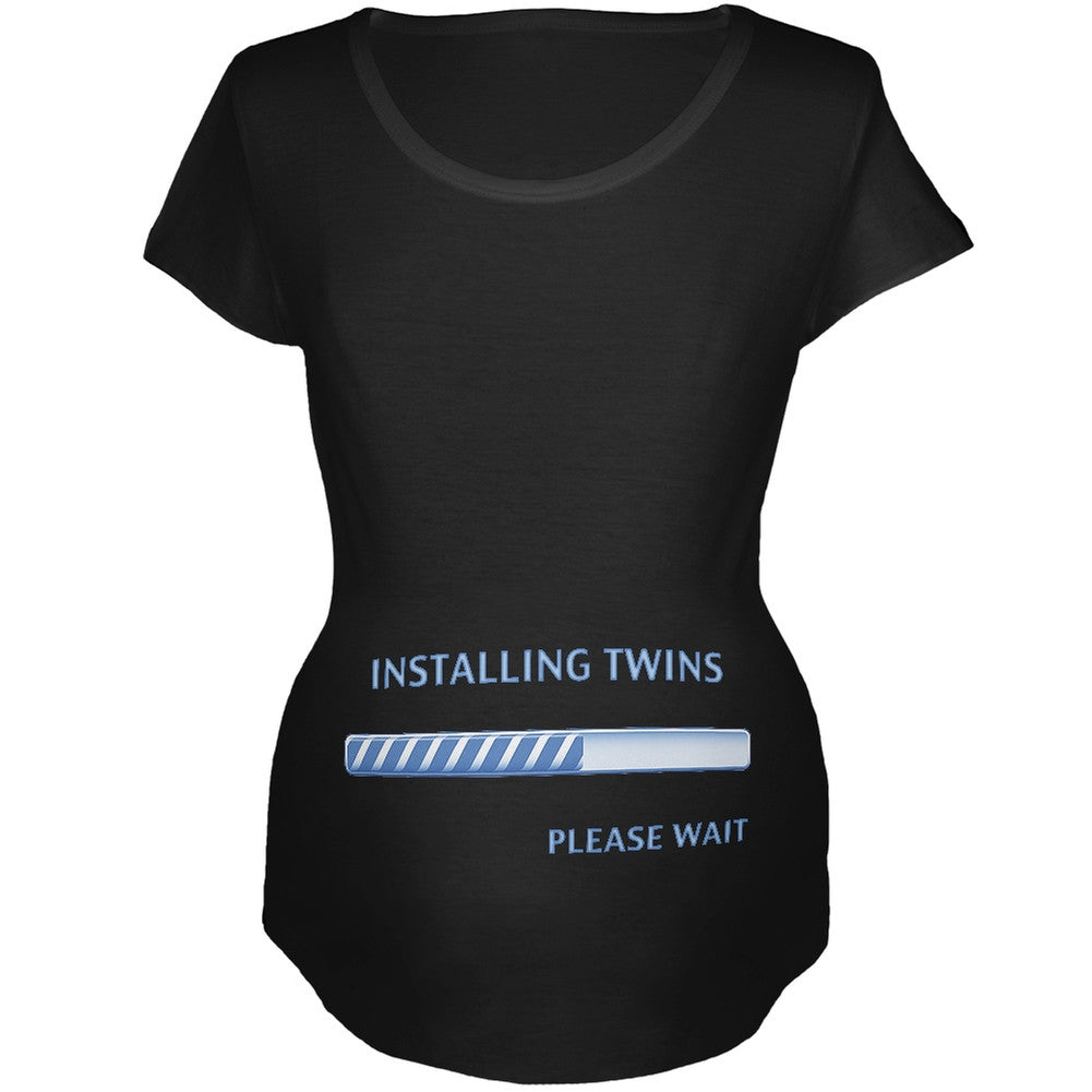 Installing Twin Boys Funny Black Maternity Soft T-Shirt Maternity T-Shirts Old Glory 2XL Black 