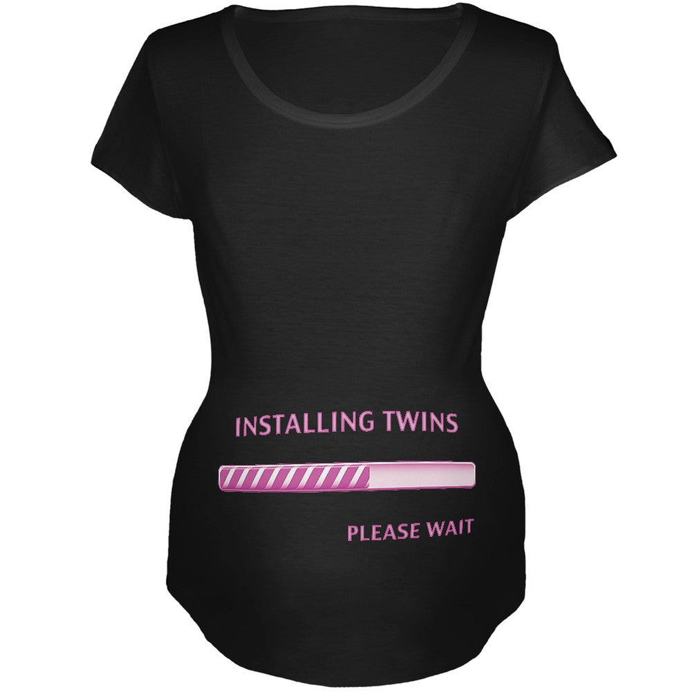 Installing Twin Girls Funny Black Maternity Soft T-Shirt Maternity T-Shirts Old Glory 2XL Black 