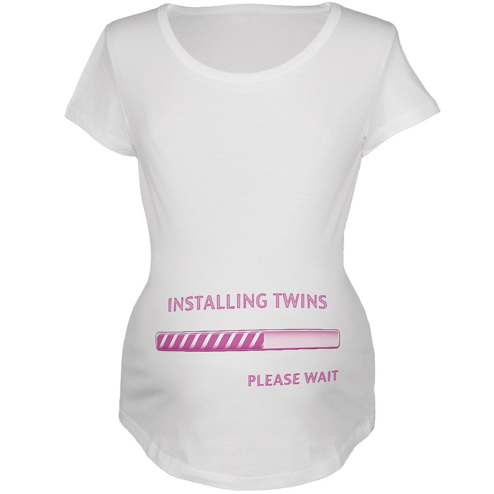 Installing Twin Girls Funny White Maternity Soft T-Shirt Maternity T-Shirts Old Glory 2XL White 