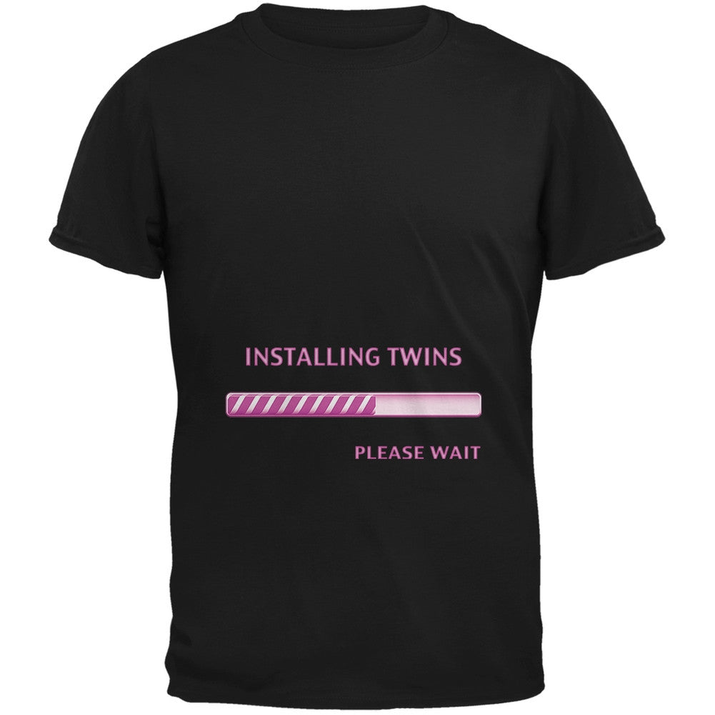 Installing Twin Girls Funny Black Adult T-Shirt Men's T-Shirts Old Glory 2XL Black 