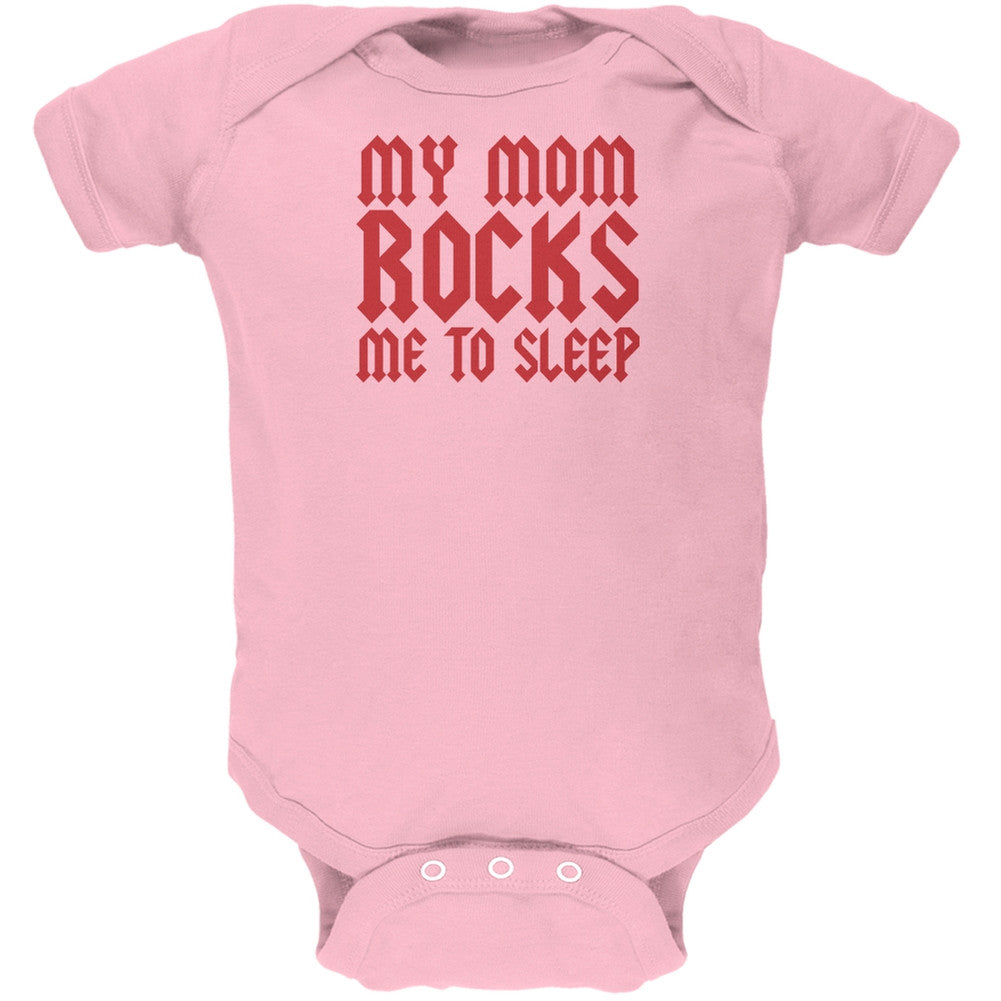 Mom Rocks Me to Sleep Funny Light Pink Soft Baby One Piece Baby One Piece Old Glory 0-3M Pink 