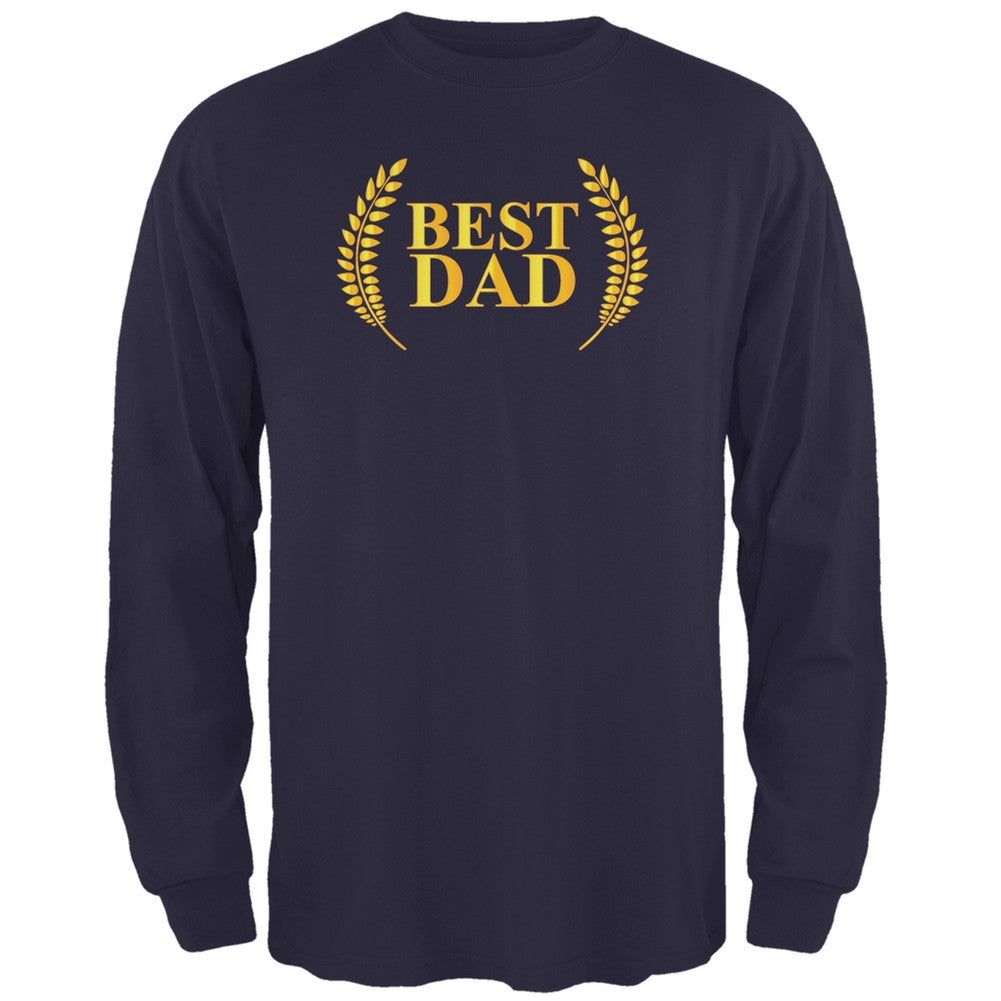 Fathers Day - Best Dad Laurel Navy Adult Long Sleeve T-Shirt Men's Long Sleeves Old Glory 2XL Blue 