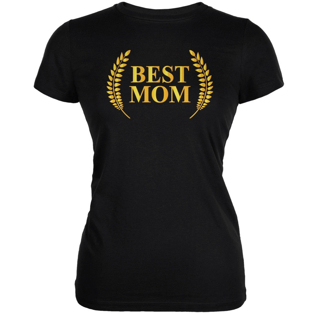 Mothers Day - Best Mom Laurel Black Juniors Soft T-Shirt Juniors T-Shirts Old Glory 2XL Black 