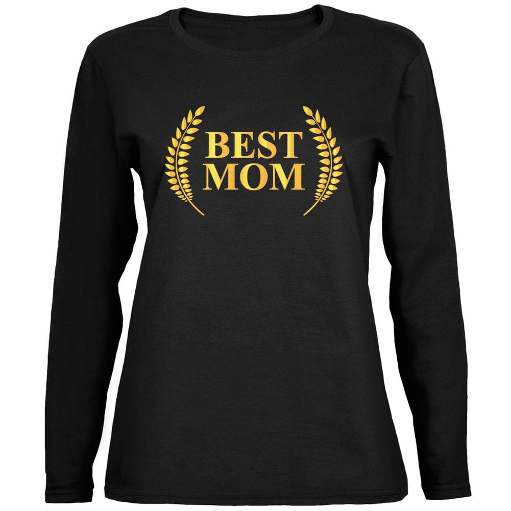 Mothers Day - Best Mom Laurel Black Ladies Long Sleeve T-Shirt Women's Long Sleeves Old Glory 2XL Black 