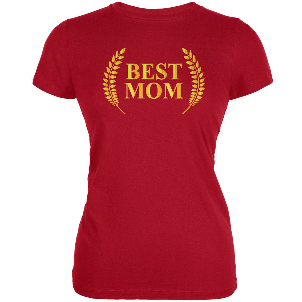 Mothers Day - Best Mom Laurel Red Juniors Soft T-Shirt Juniors T-Shirts Old Glory 2XL Red 