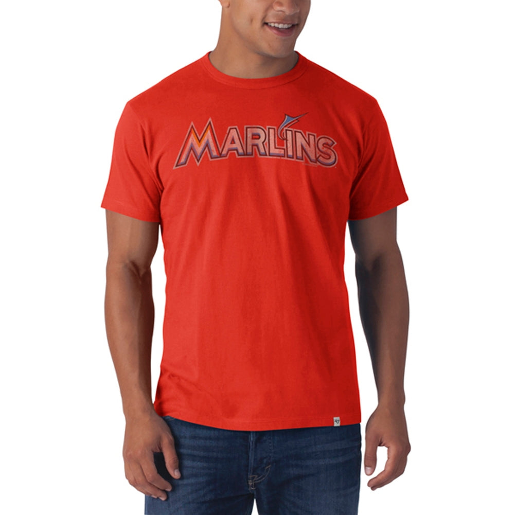 Miami Marlins - Name Logo Flanker Orange Premium T-Shirt Men's T-Shirts Miami Marlins 2XL Orange 